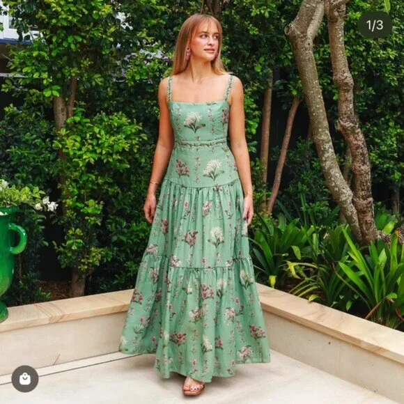 Agua by Agua Bendita's Lima Orquidea tiered embellished dress $920 size S - Picture 6 of 7